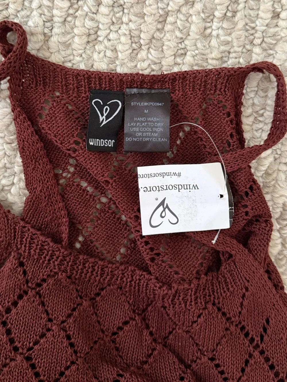 Windsor Brown Crochet Knit Forest Fairy Maxi Dress - Picture 4 of 5
